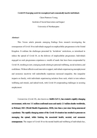 [thumbnail of Paterson-Young_Claire_CWF_2021_Covid-19_Emerging_needs_for_unemployed_and_economically_inactive_individuals]