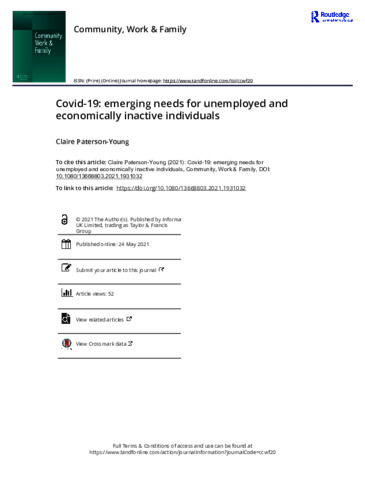 [thumbnail of Paterson-Young_Claire_CW&F_2021_Covid-19_emerging_needs_for_unemployed_and_economically_inactive_individuals]