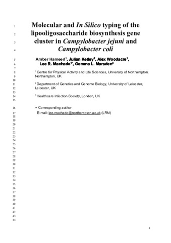 [thumbnail of Hameed_etal_PLoSOne_2022_Molecular_and_In_Silico_typing_of_the_lipooligosaccharide_biosynthesis_gene_cluster_in_Campylobacter_jejuni_and_Campylobacter_coli]