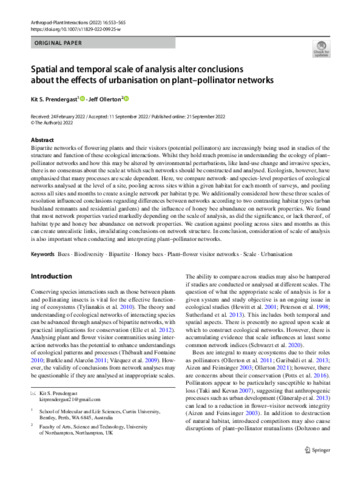 [thumbnail of Prendergast_Ollerton_2022_Spatial_and_temporal_scale_of_analysis_alter_conclusions_about_the_effects_of_urbanisation_on_plant–pollinator_networks]
