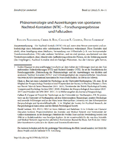 [thumbnail of Elsaesser_et_al_2022_Phänomenologie_und_Auswirkungen_von_spontanen_Nachtod-Kontakten_(NTK)-Forschungsergebnisse_und_Fallstudien]