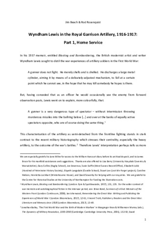 [thumbnail of Beach_Rosenquist_2024_Wyndham_Lewis_in_the_Royal_Garrison_Artillery_1916-1917_Part_1_Home_Service_AAM]