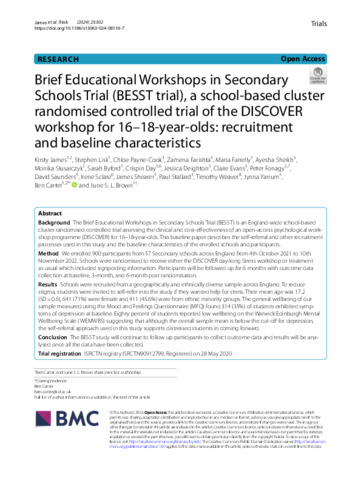 [thumbnail of James_et_al_2024_Brief_Educational_Workshops_in_Secondary_Schools_Trial_(BESST_trial),_a_school-based_cluster_randomised_controlled_trial_of_the_DISCOVER_workshop_for_16–18-year-olds_recruitment_and_baseline_characterist]