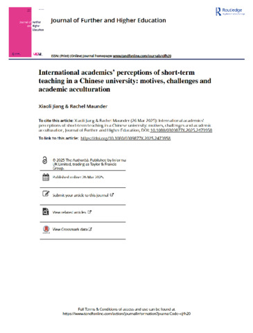 [thumbnail of Jiang_Maunder_2025_International_Academics_Perceptions_of_Short-term_Teaching_in_a_Chinese_University_Motives_Challenges_and_Academic_Acculturation]