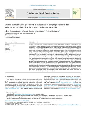 [thumbnail of Paterson-Young_et_al_2024_Impact_of_trauma_and_placement_in_residential_or_congregate_care_on_the_criminalisation_of_children_in_England_Wales_and_Australia]