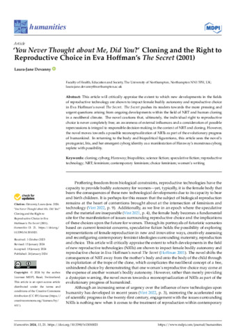 [thumbnail of Devanny_2024_'You_Never_Thought_about_Me,_Did_You'_Cloning_and_the_Right_to_Reproductive_Choice_in_Eva_Hoffman's_The_Secret_(2001)]