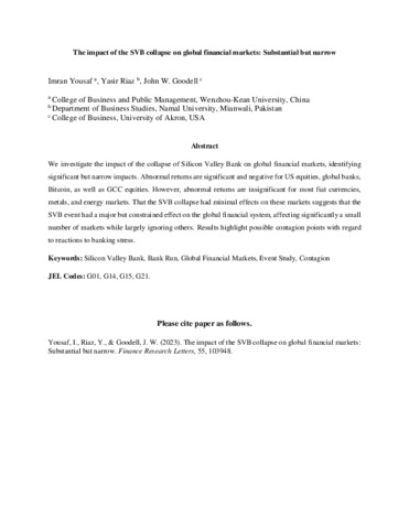 [thumbnail of Yousaf_etal_2023_The_impact_of_the_SVB_collapse_on_global_financial_markets_Substantial_but_narrow]