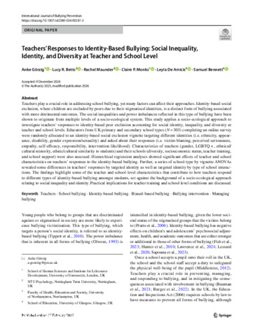 [thumbnail of Görzig_et_al_2024_Teachers’_responses_to_identity-based_bullying_Social_inequality,_identity_and_diversity_at_teacher_and_school_level]