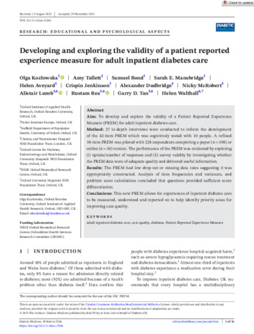 [thumbnail of Koslowska_et_al_2023_Developing_and_exploring_the_validity_of_a_patient_reported_experience_measure_for_adult_inpatient_diabetes_care]