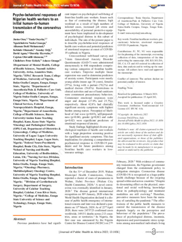 [thumbnail of Onu_et_al_2022_Psycho-behavioral_responses_of_Nigerian_health_workers_to_an_initial_human-to-human_transmission_of_the_coronavirus_disease]