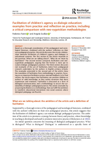 [thumbnail of Farini_Scollan_2025_Facilitation_of_children’s_agency_as_dialogic_education_Examples_from_practice_and_reflection_on_practice_including_a_critical_comparison_with_neo-vygotskyian_methodologies]