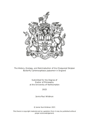 [thumbnail of Wildman_Jamie_2023_The_history_ecology_and_reintroduction_of_the_chequered_skipper_butterfly_Carterocephalus_palaemon_in_England]