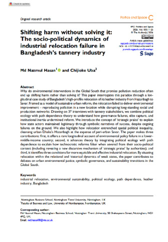 [thumbnail of Hasan_Uba_2026_Shifting_harm_without_solving_it_The_socio-political_dynamics_ofindustrial_relocation_failure_in_Bangladesh’s_tannery_industry]