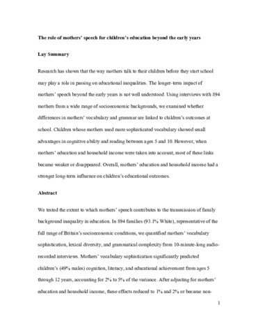 [thumbnail of Brown_et_al_2026_The_role_of_mothers' speech_for_children's_education_beyond_the_early_years]