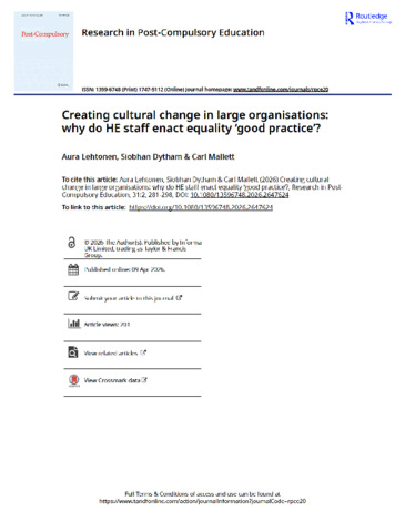 [thumbnail of Lehtonen_et_al_2026_Creating_Cultural_Change_in_Large_Organisations_Why_Do_HE_Staff_Enact_Equality_‘Good_Practice’]