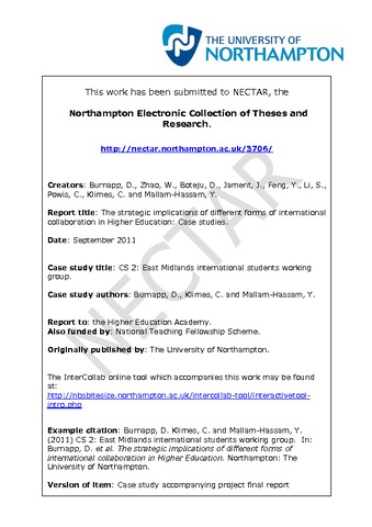 [thumbnail of Case study 2: East Midlands international students working group]