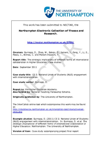 [thumbnail of Case study 5: National Union of Students (NUS) engagement with internationalisation]